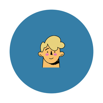 A Blue Circle With a blonde guy